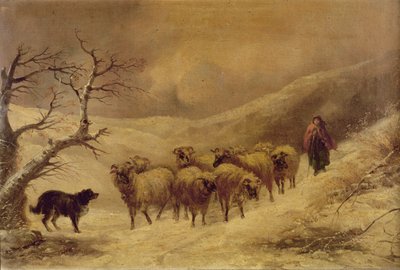 Shepherdess in the Snow by John Joseph Barker